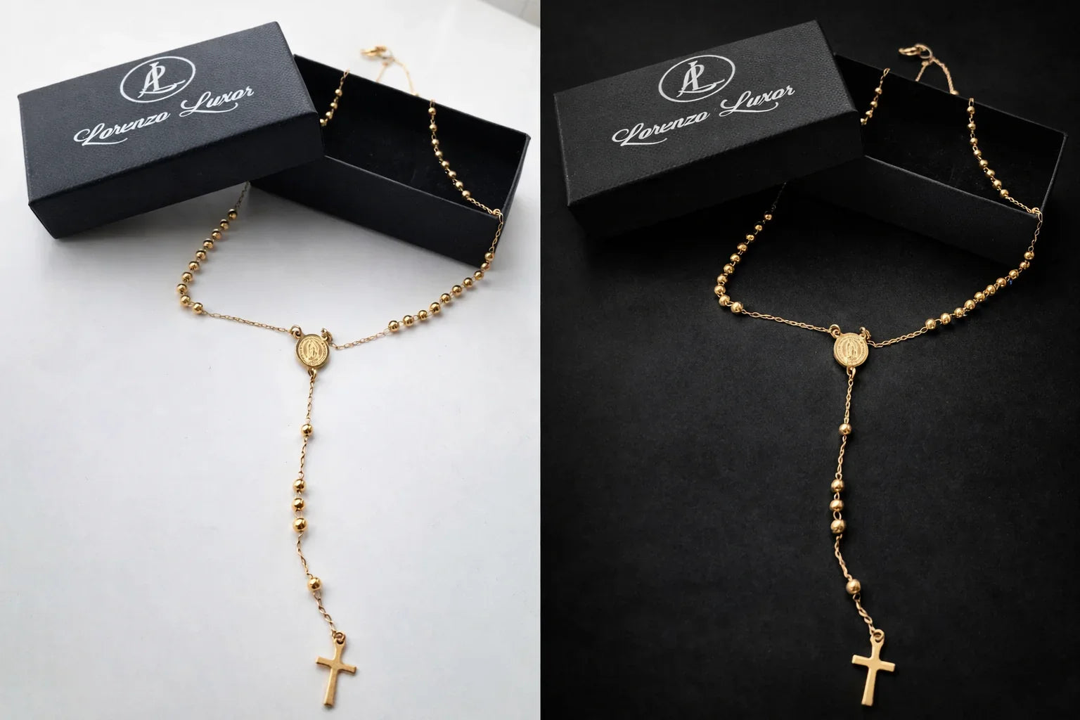 Colier Rozaliu Religios pentru Femei – Lanț Minimalist cu Finisaj Gold-Plated